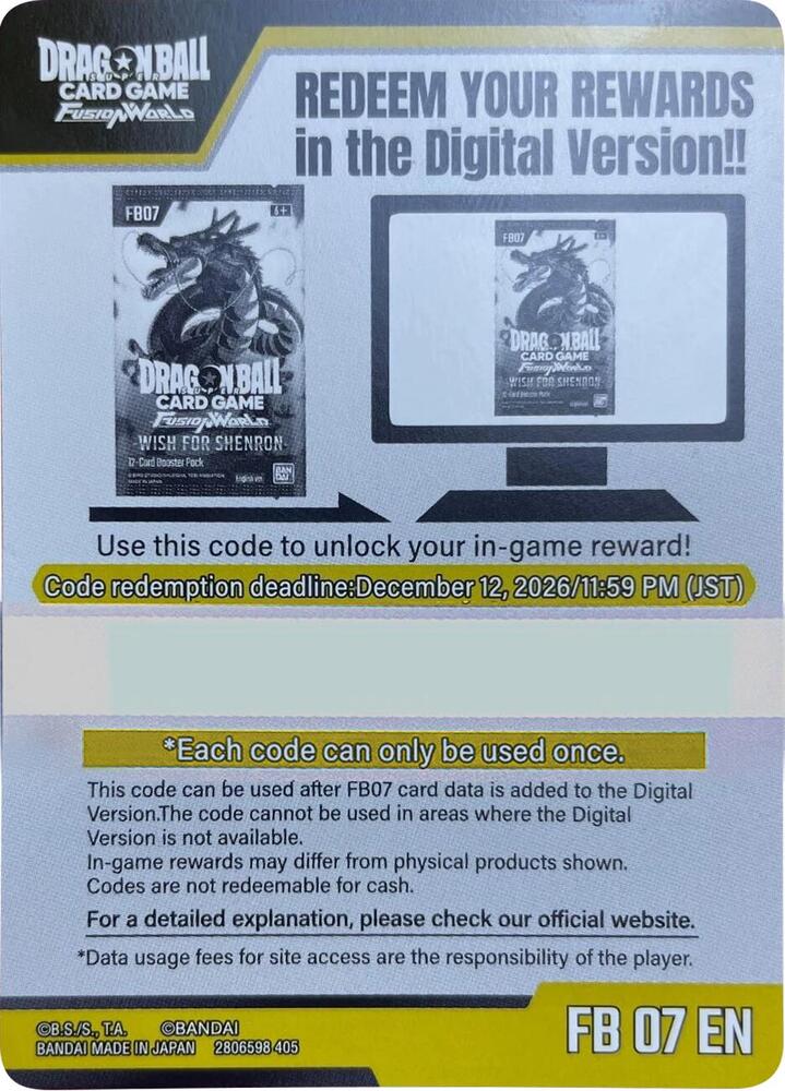 653830_in_1000x1000 Code Card - Wish For Shenron Booster (FB07) - Image 1
